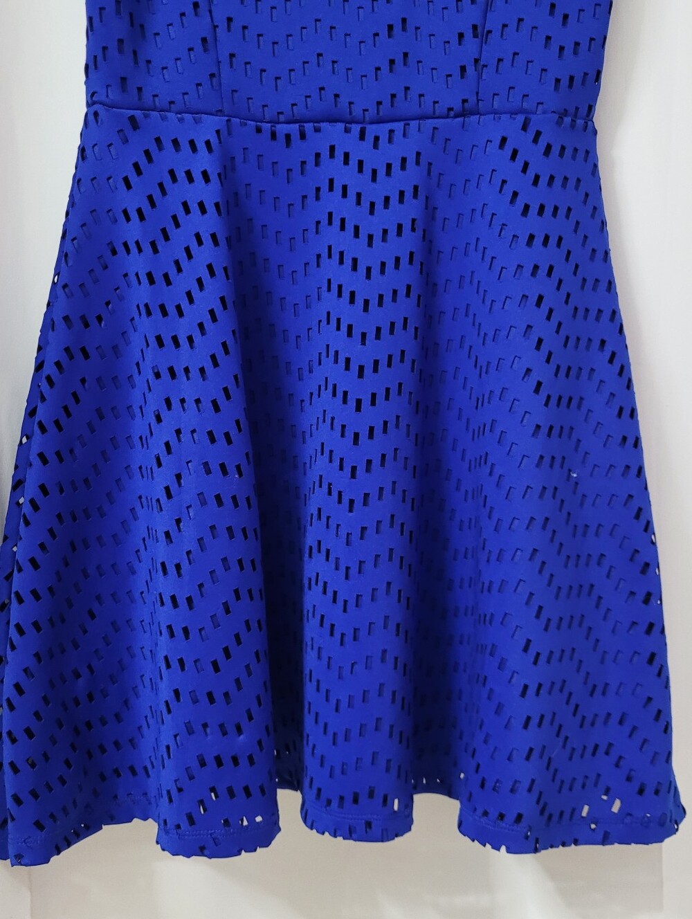 Apt. 9 Royal Blue Perforated Geometric Laser-Cut Fit & Flare Skater Dress - Picture 6 of 10